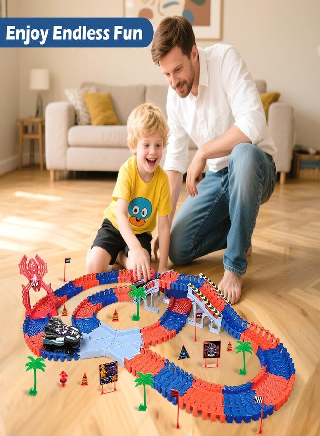 KaeKid Spider Race Track for Boys 3-8, 212PCS Race Car Track with 2 Spider Cars, DIY Flexible Track Playset, Toddler Toys Birthday Gifts for Kids - Image 5